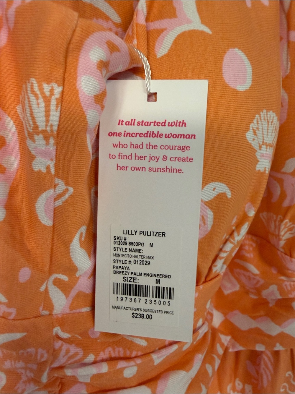 Lilly Pulitzer Montecito Halter Maxi Dress Papaya Breezy Palm Engineered Print - Picture 6 of 10
